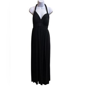 Allen B black braided halter maxi dress Size S
